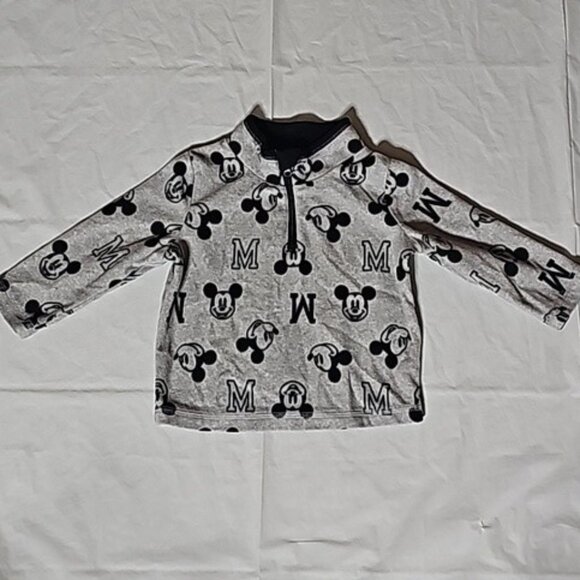 Disney Jumping Beans Size 12 Months Gray 1/4 Zip Mickey Patterned Pullover Top - Picture 1 of 11